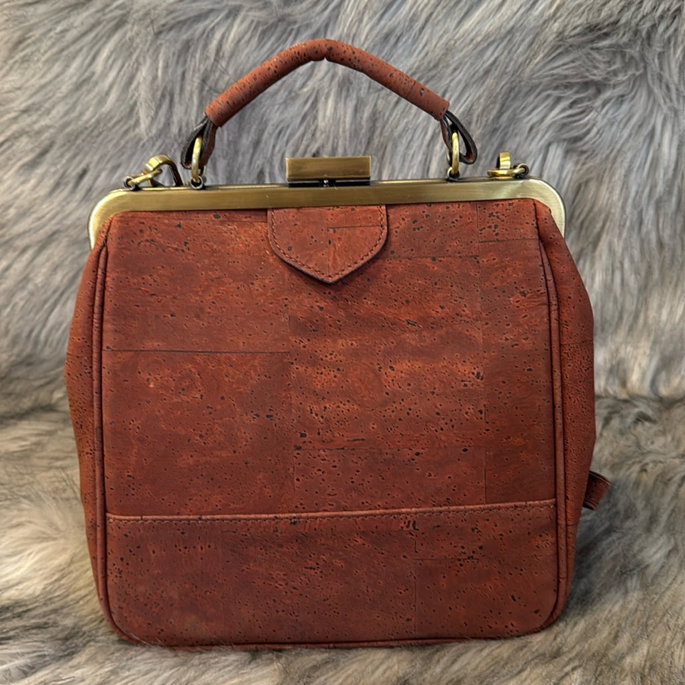 Rust Brown Women's Backpack Purse - Classic Structured Top-Handle Backpack